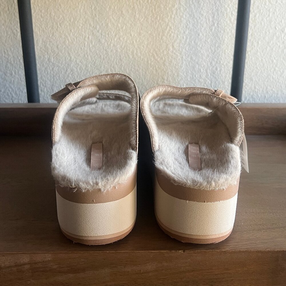 REEF Ojai Ciara Platform Two-Strap Sandals w/ Faux Shearling Sz.9/40 NEW - Picture 5 of 9